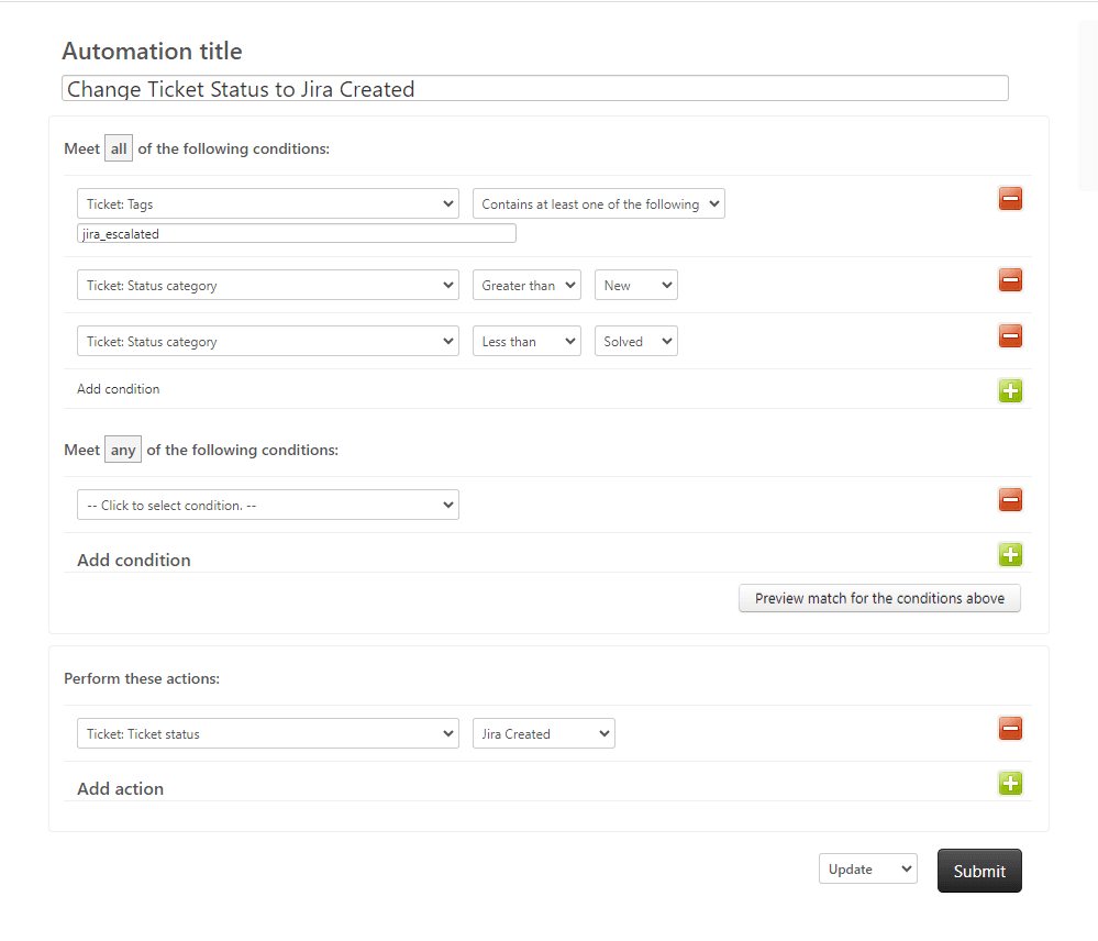 Zendesk automation interface for creating time-based business rules