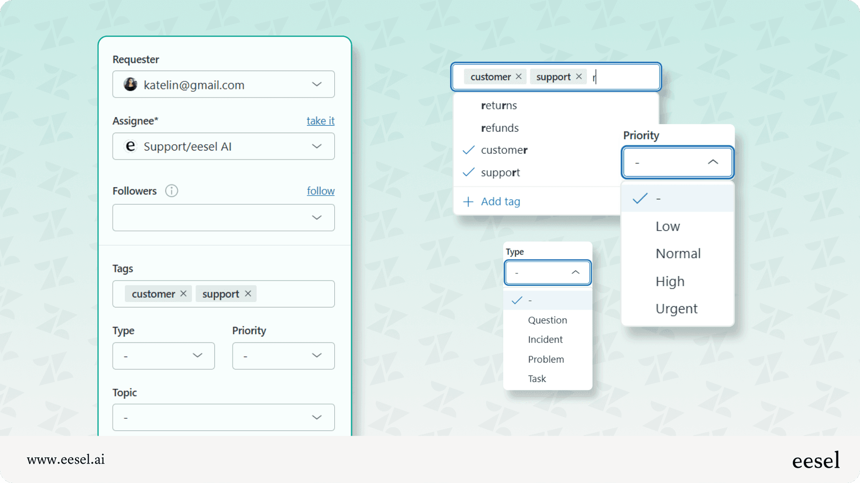 Zendesk classifies tickets ny defining ticket categories, tag hierarchies, routing logic, and priority criteria.