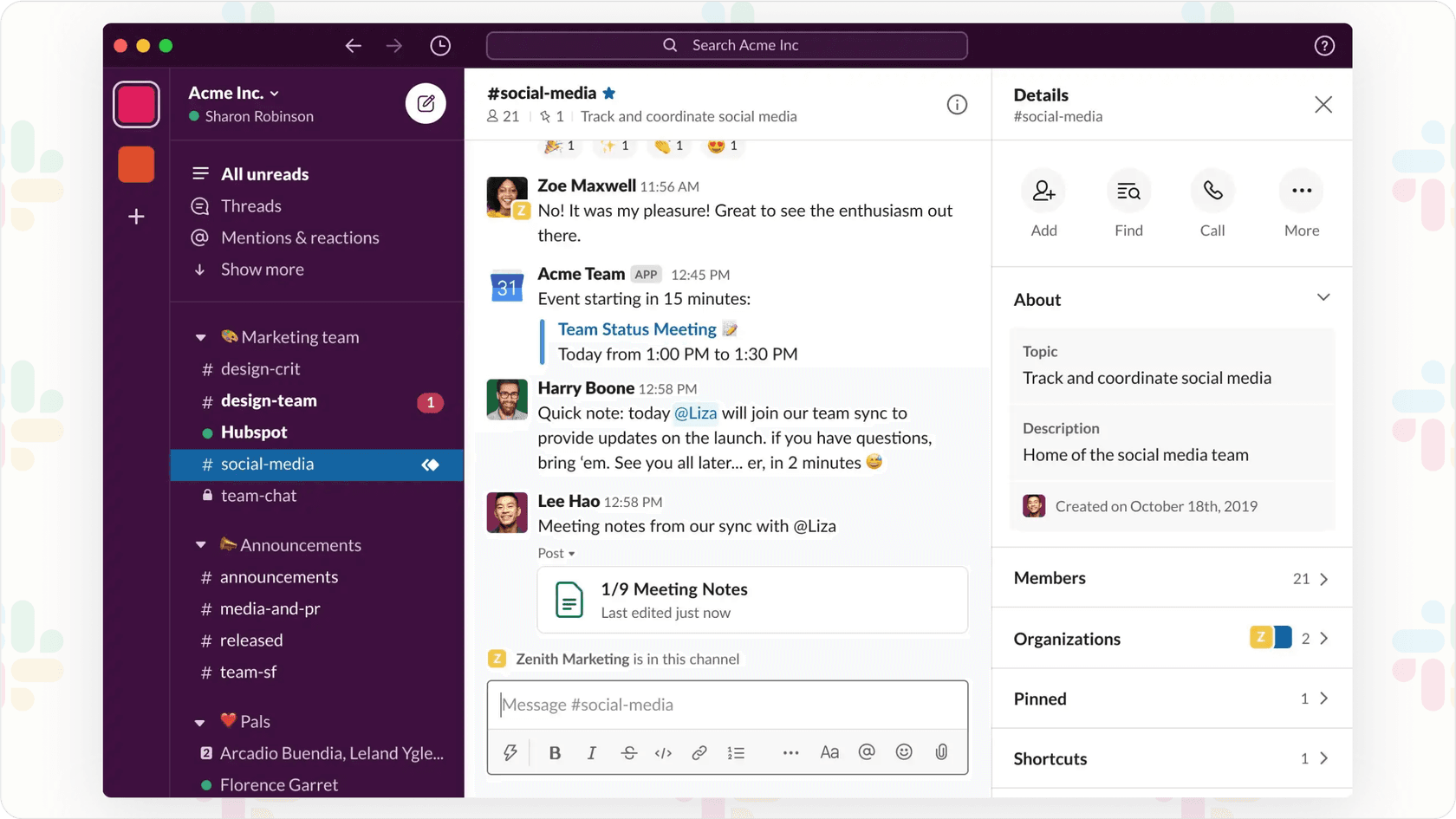 Slack's workspace.