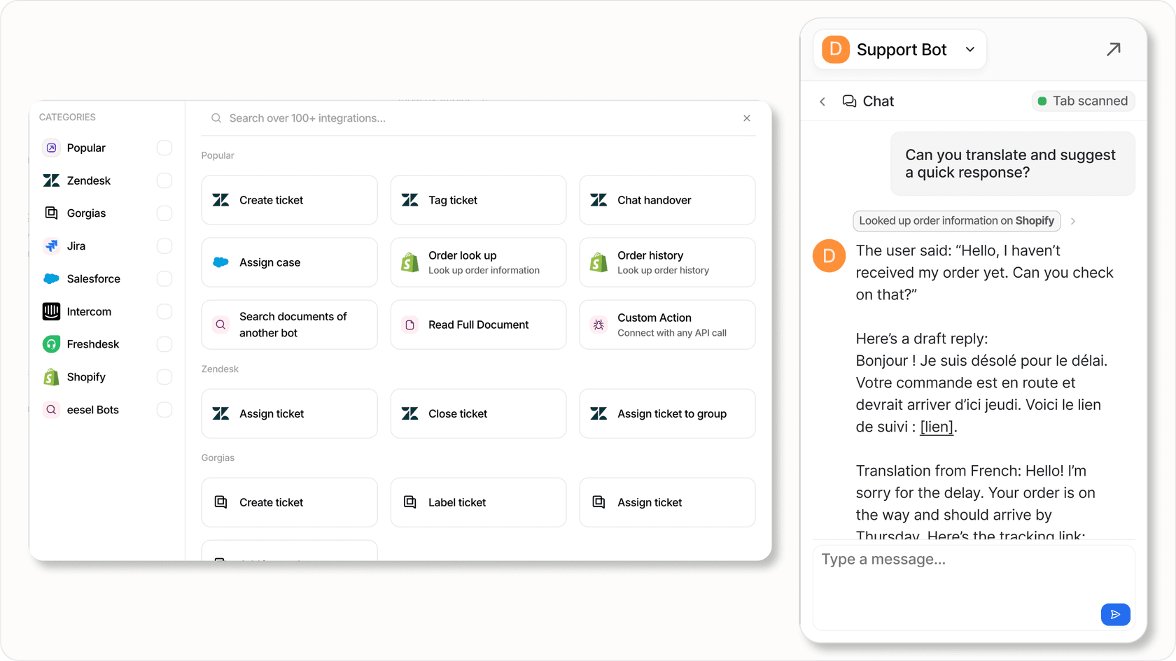 eesel AI dashboard with Shopify integration
