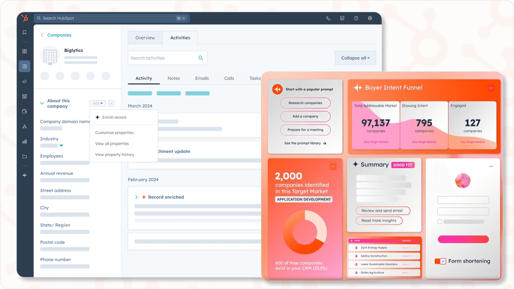 Breeze Intelligence features in HubSpot AI.