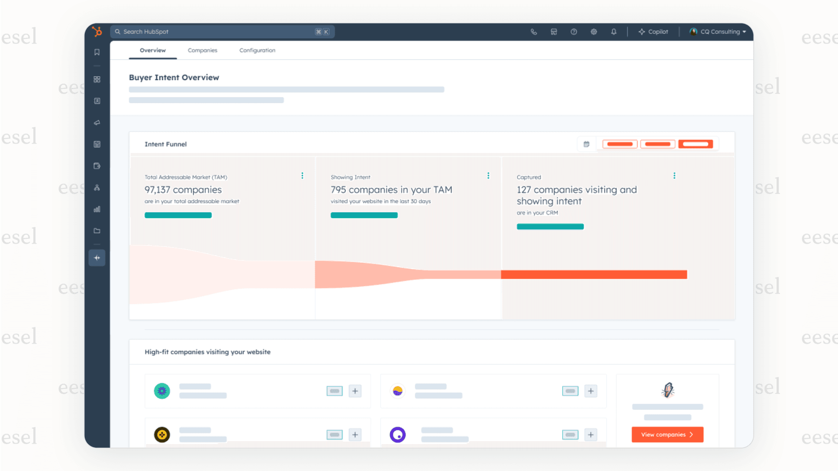 HubSpot's dashboard.