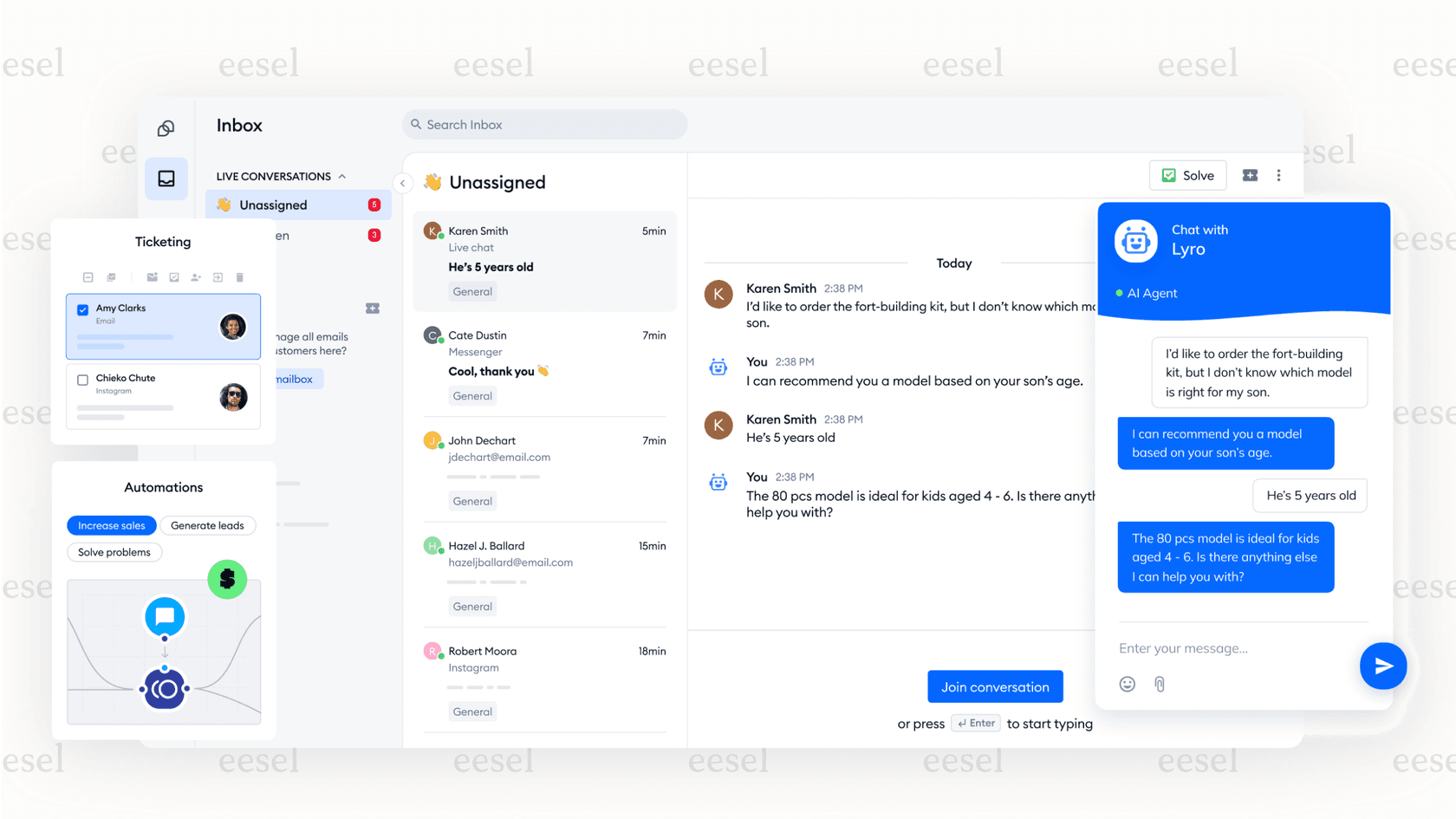 Tidio live chat widget and dashboard for Shopify.