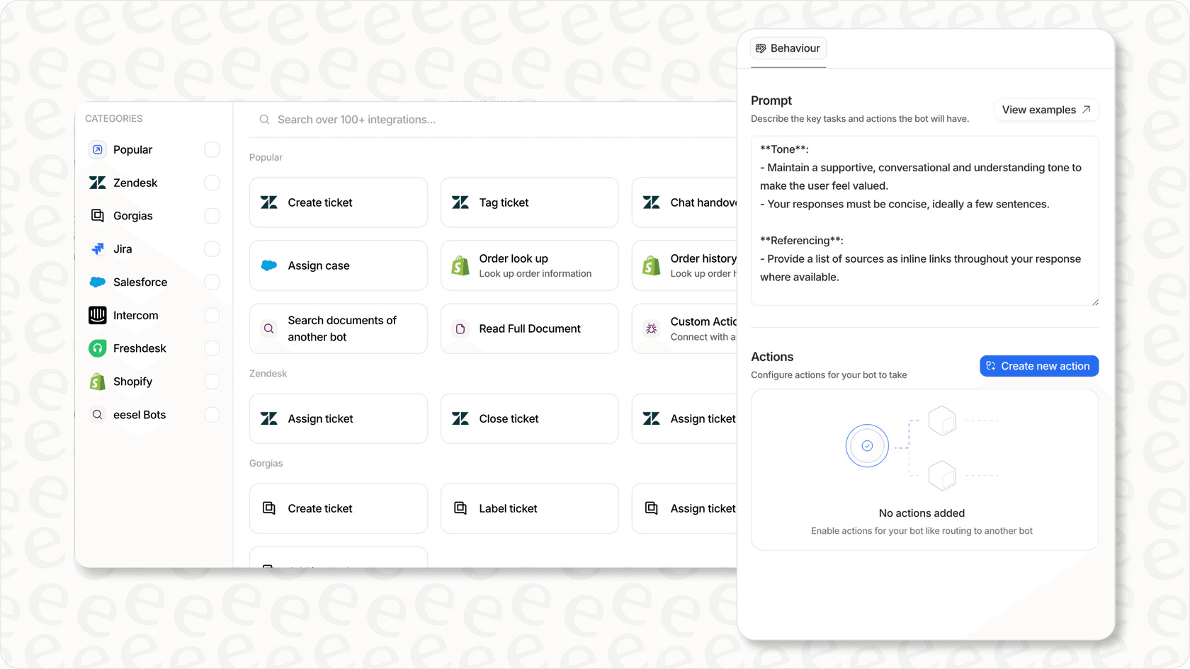 Integrations and customization in eesel AI.