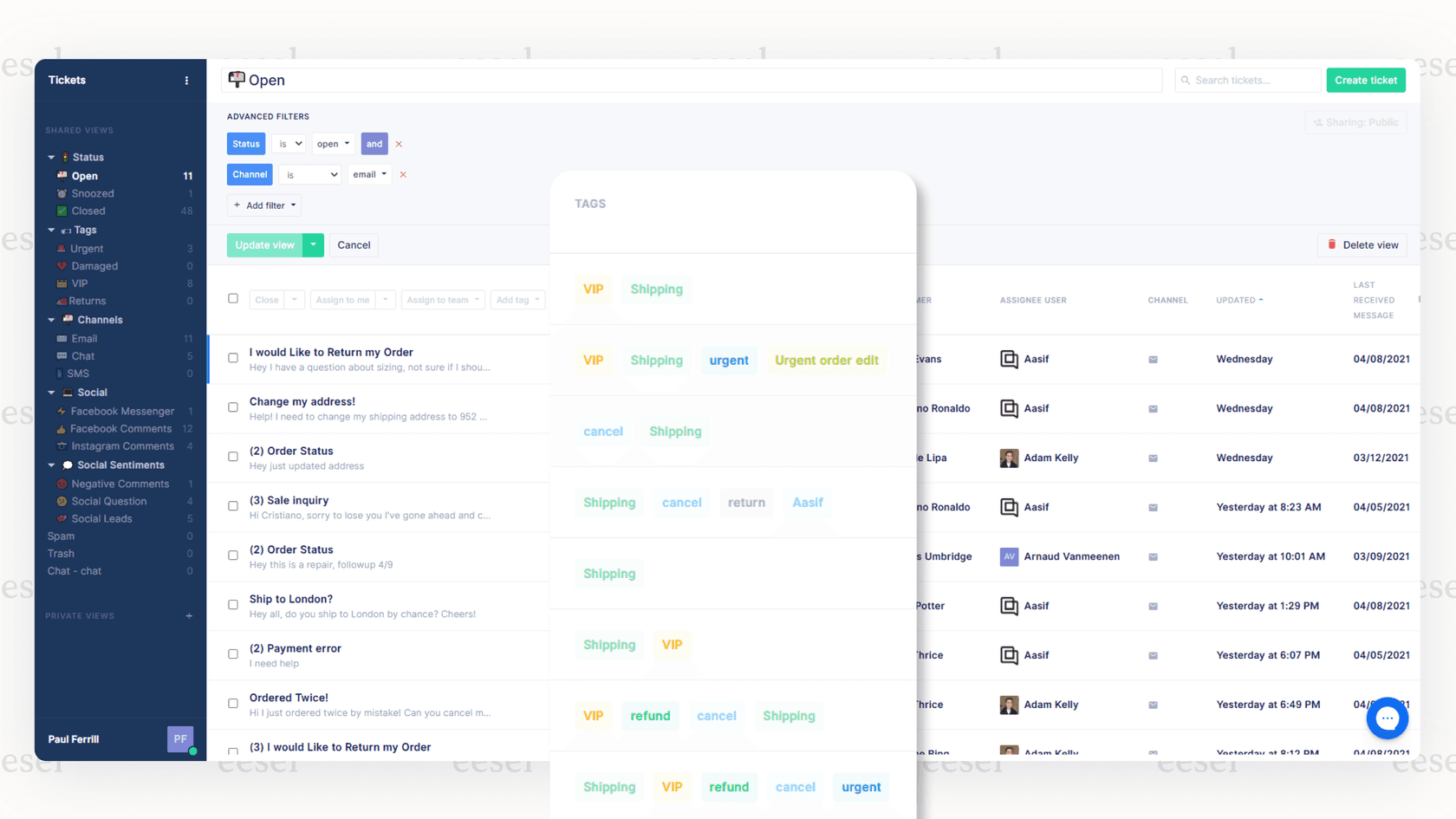 Gorgias AI ticket categorization feature within the helpdesk.