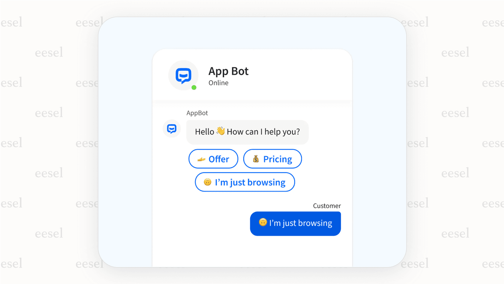 Screenshot of the LiveChat AI chatbot widget on a website, showing an automated response to a user