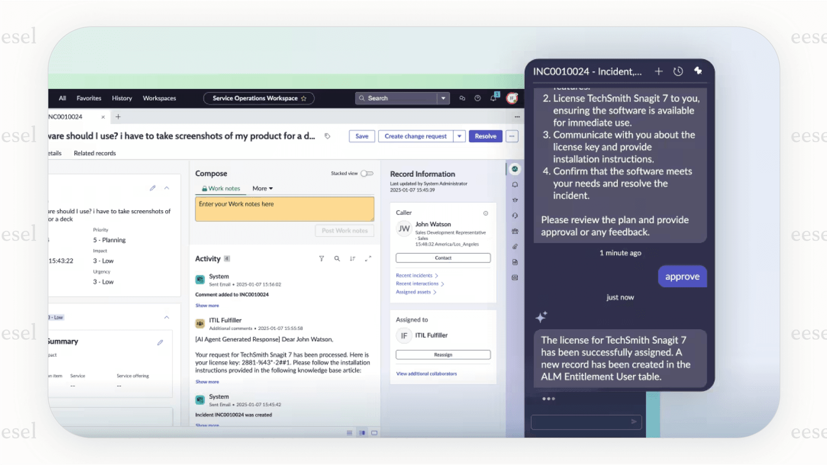 An example of ServiceNow