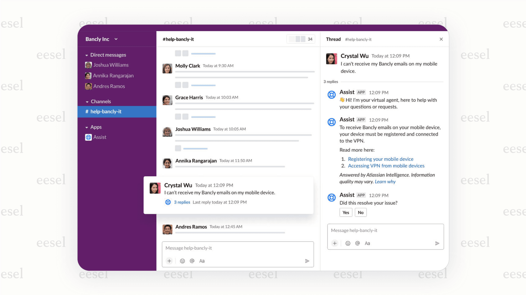 The JSM virtual agent, a core feature of the Atlassian AI agent.