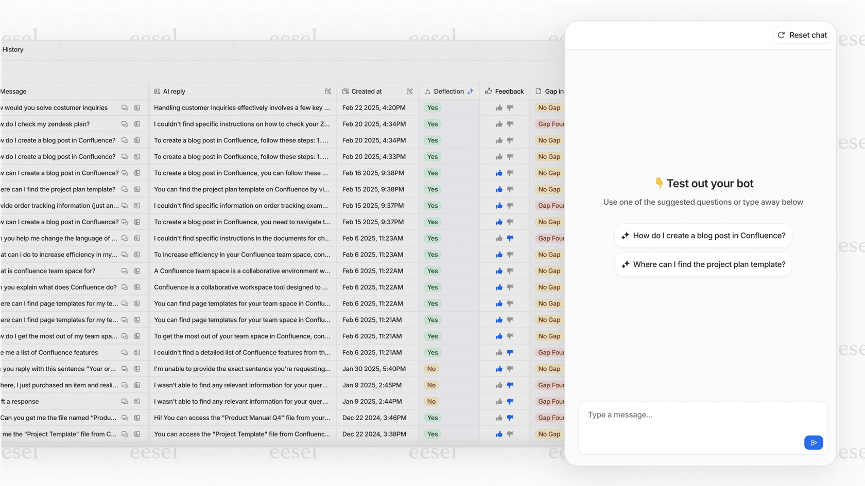 eesel AI's simulation feature shows projected resolution rates against your actual ticket history before you go live.