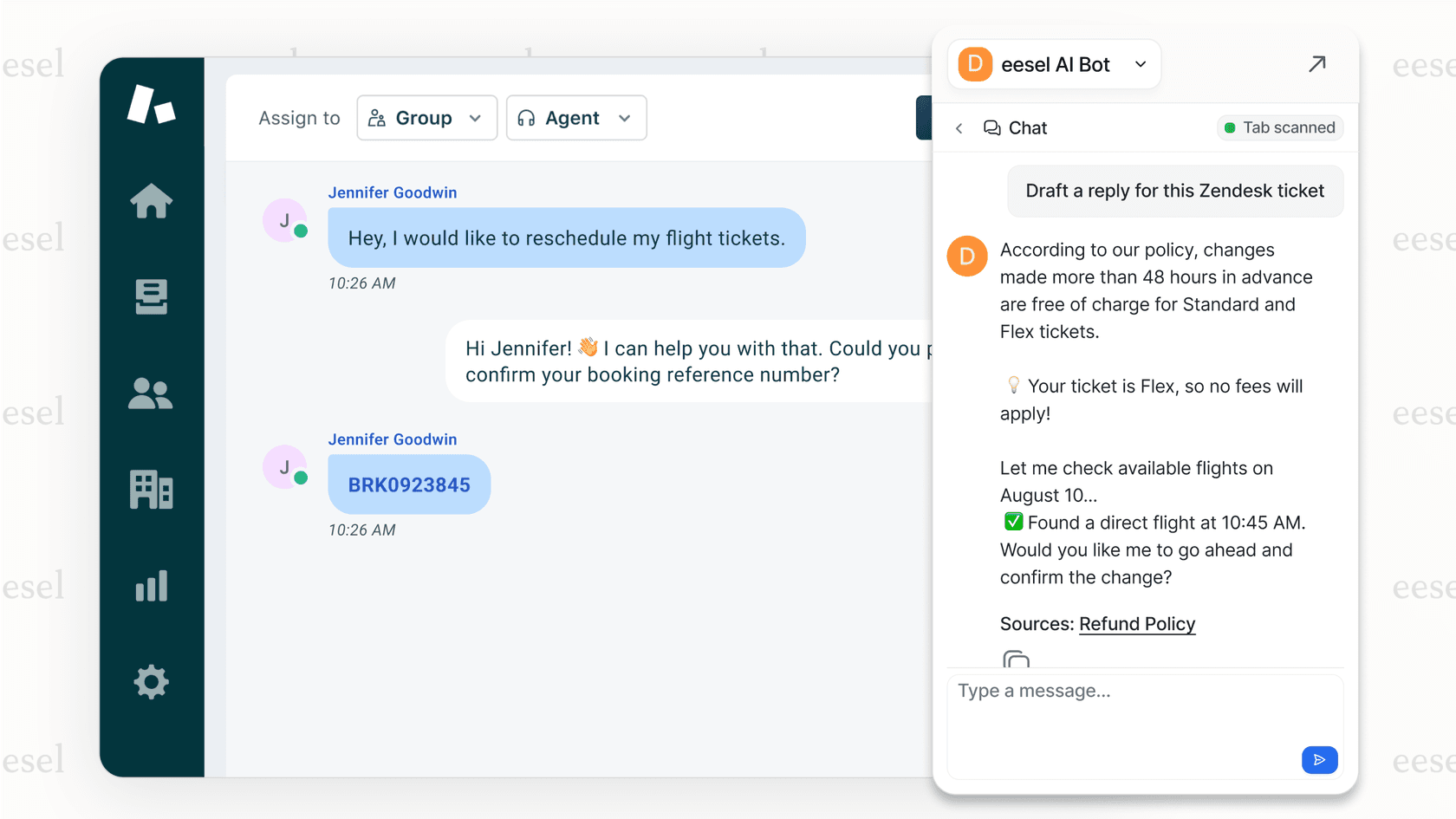 eesel AI copilot in customer support.