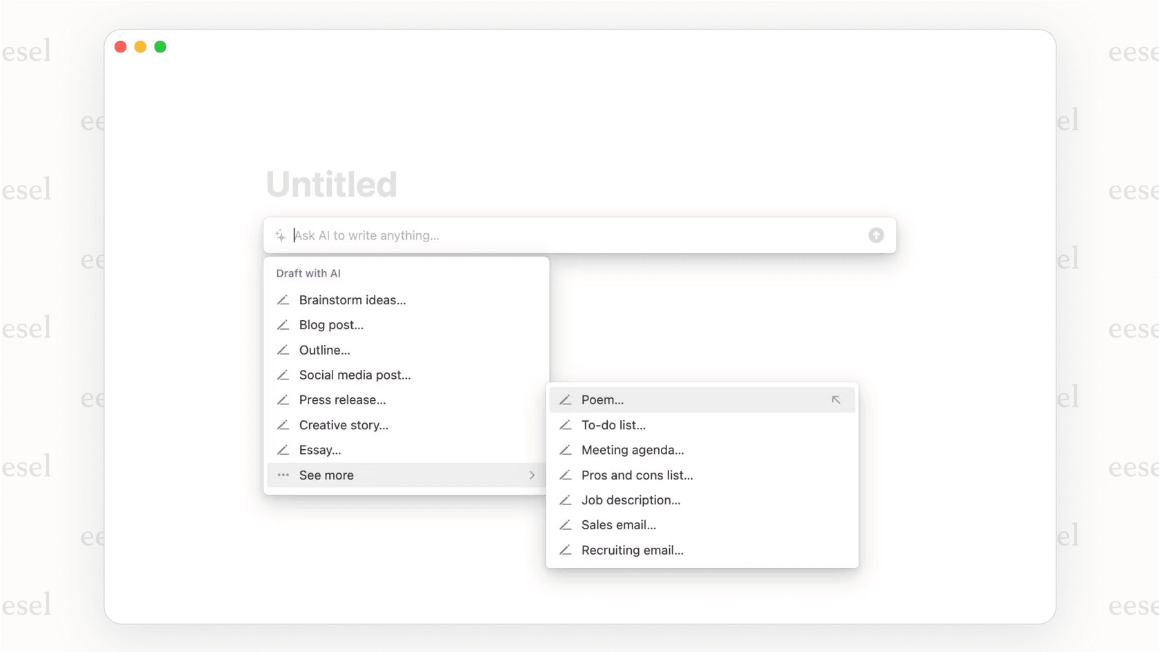 The features of Notion AI.