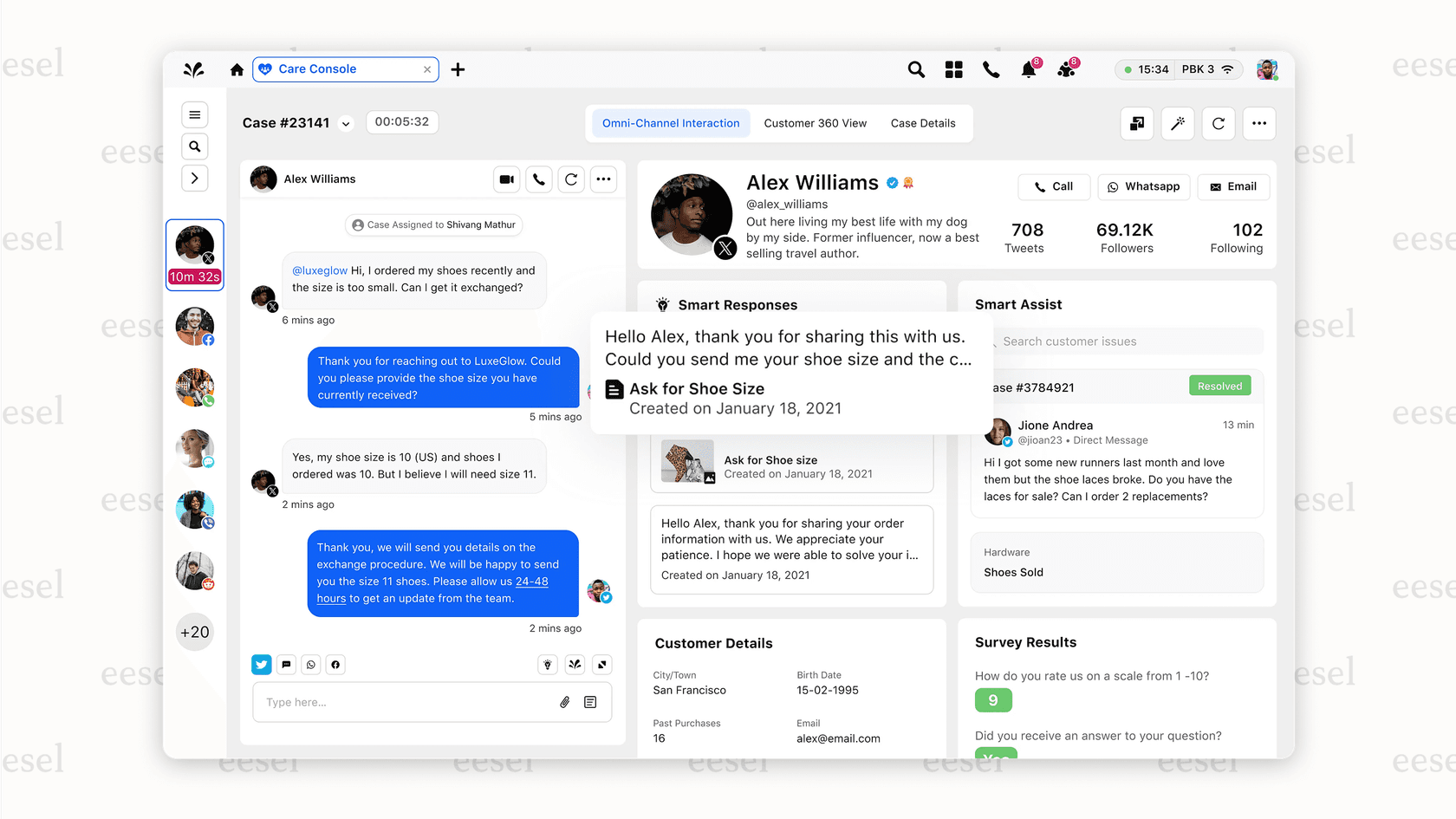 AI-suggested replies feature in the Sprinklr Service interface.