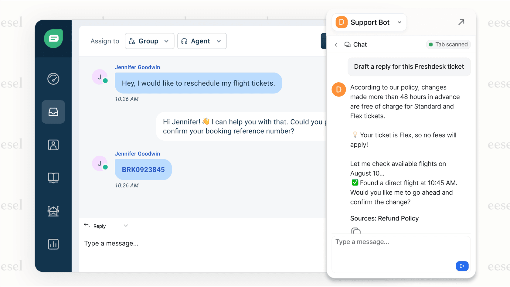 eesel AI Copilot providing a better alternative to monday.com AI for support teams.