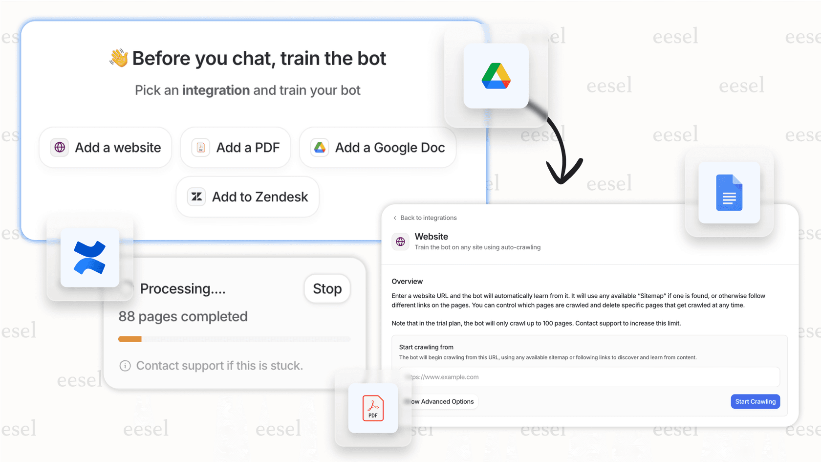 Screenshot of an AI-powered search platform analyzing past support tickets to understand common problems and successful solutions, thereby improving its accuracy.