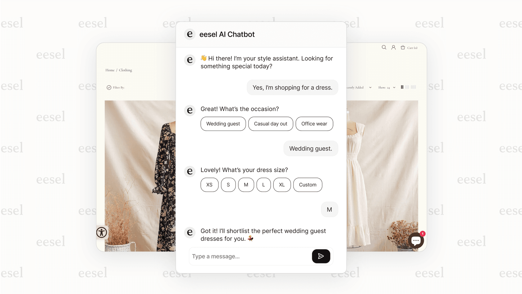 Screenshot of a HelpDesk AI agent in a chat widget providing an accurate answer about an order status to a customer.