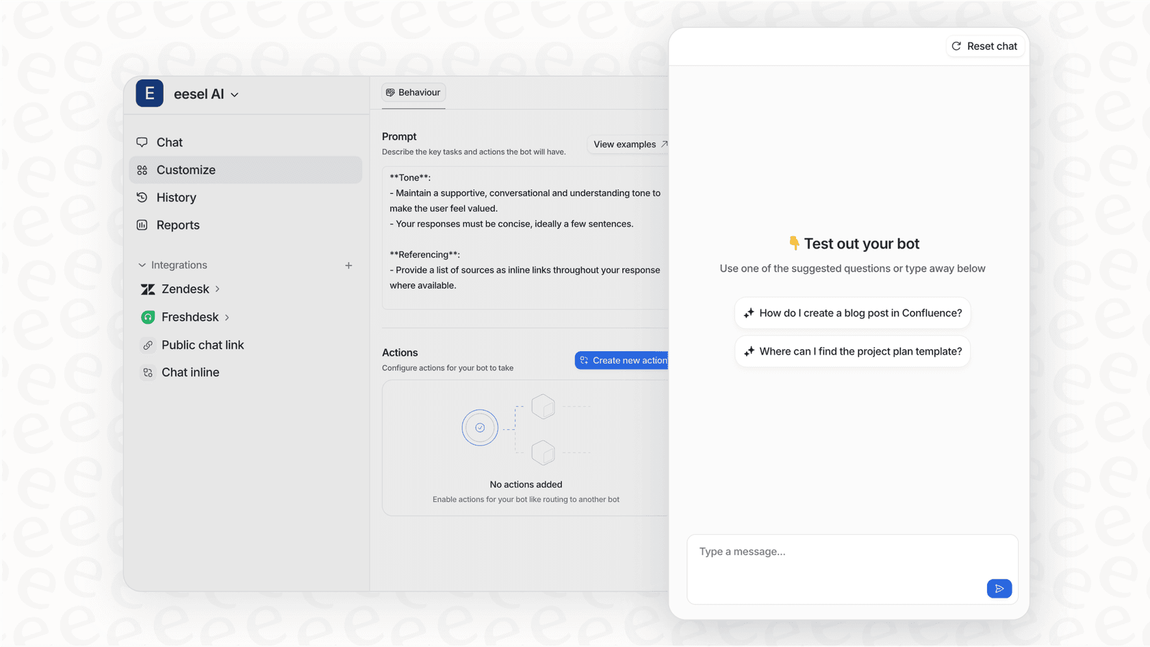 A screenshot of the eesel AI simulation report, showing key metrics.