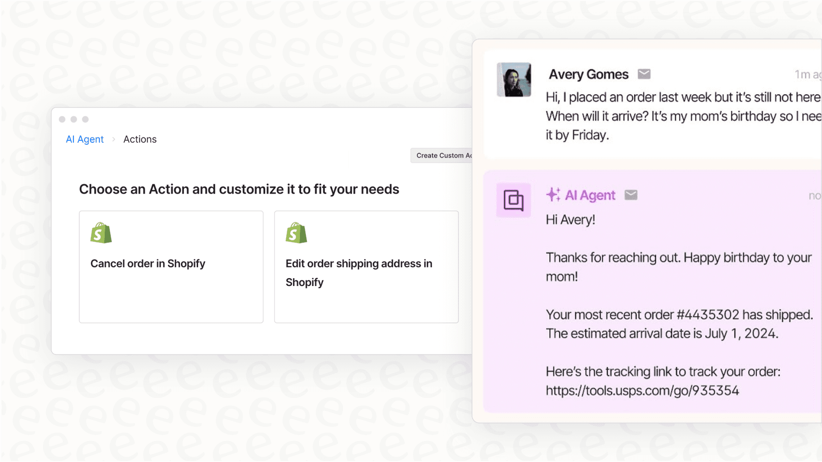 A Gorgias order status bot using conversational AI to automatically handle a