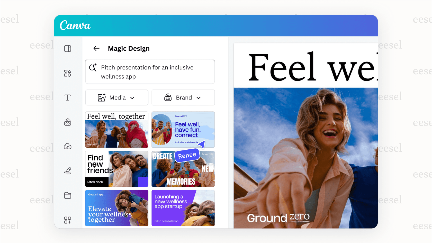 Canva's Magic Studio generating presentation visuals.
