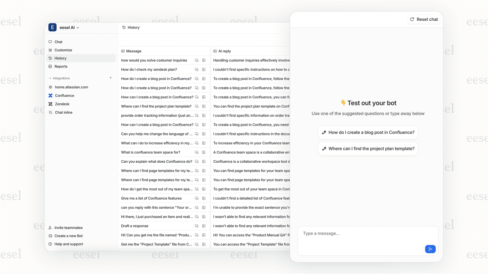 A screenshot of the eesel AI simulation report, a key feature for Make.com alternatives focused on customer support automation.