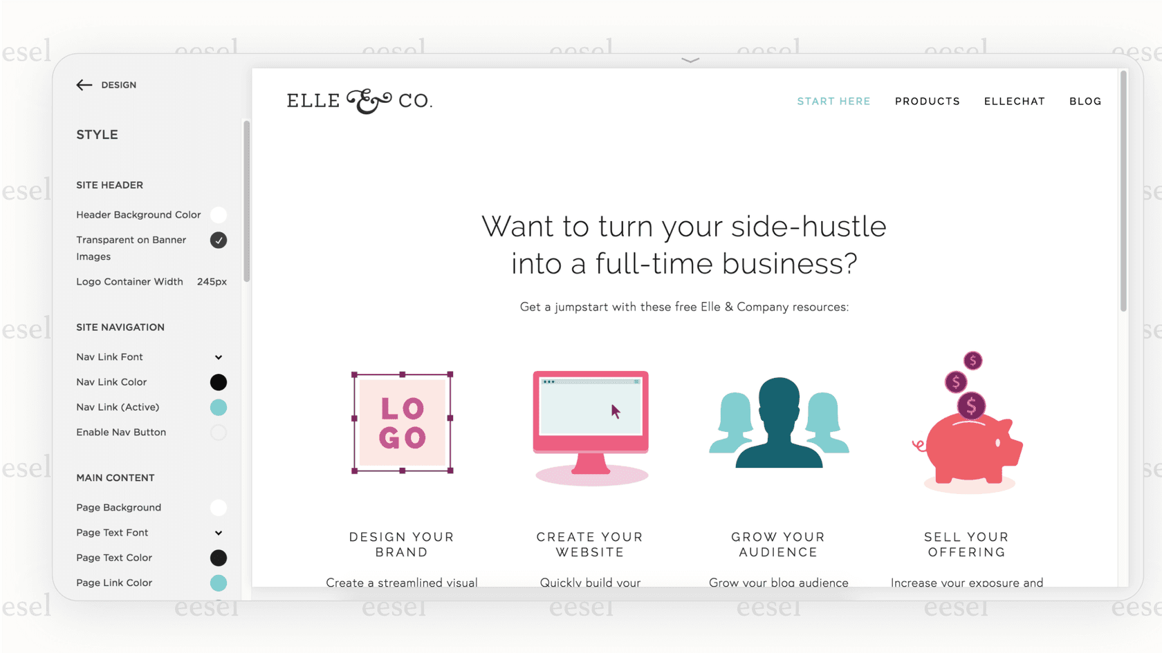 A look at the Squarespace visual editor, which allows users to build their site with drag-and-drop tools, highlighting the user-friendly aspect of Squarespace integrations with n8n.