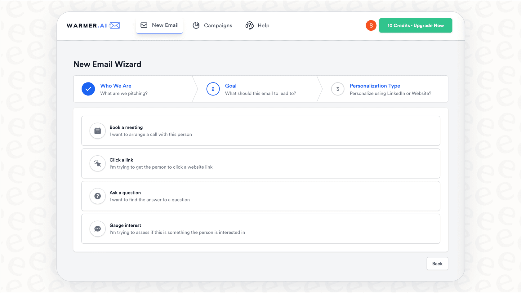 A screenshot of Warmer.ai