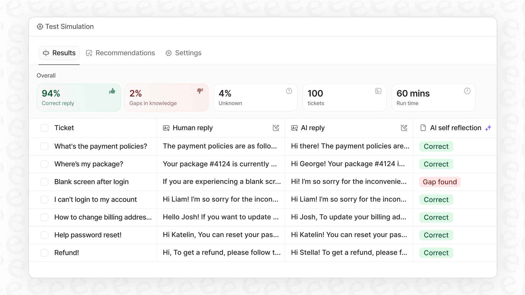 A screenshot of an AI platform