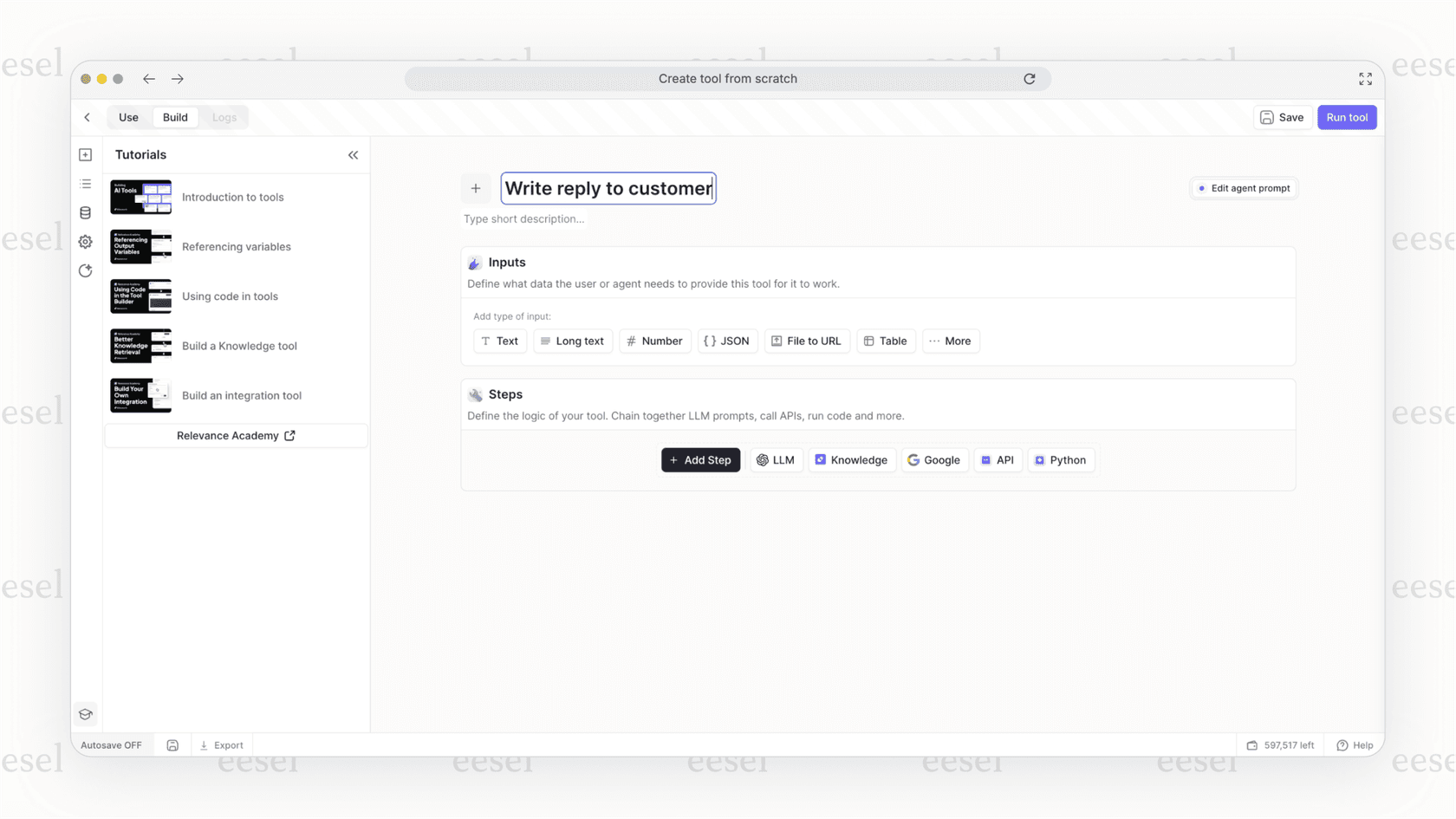 A screenshot of Relevance AI
