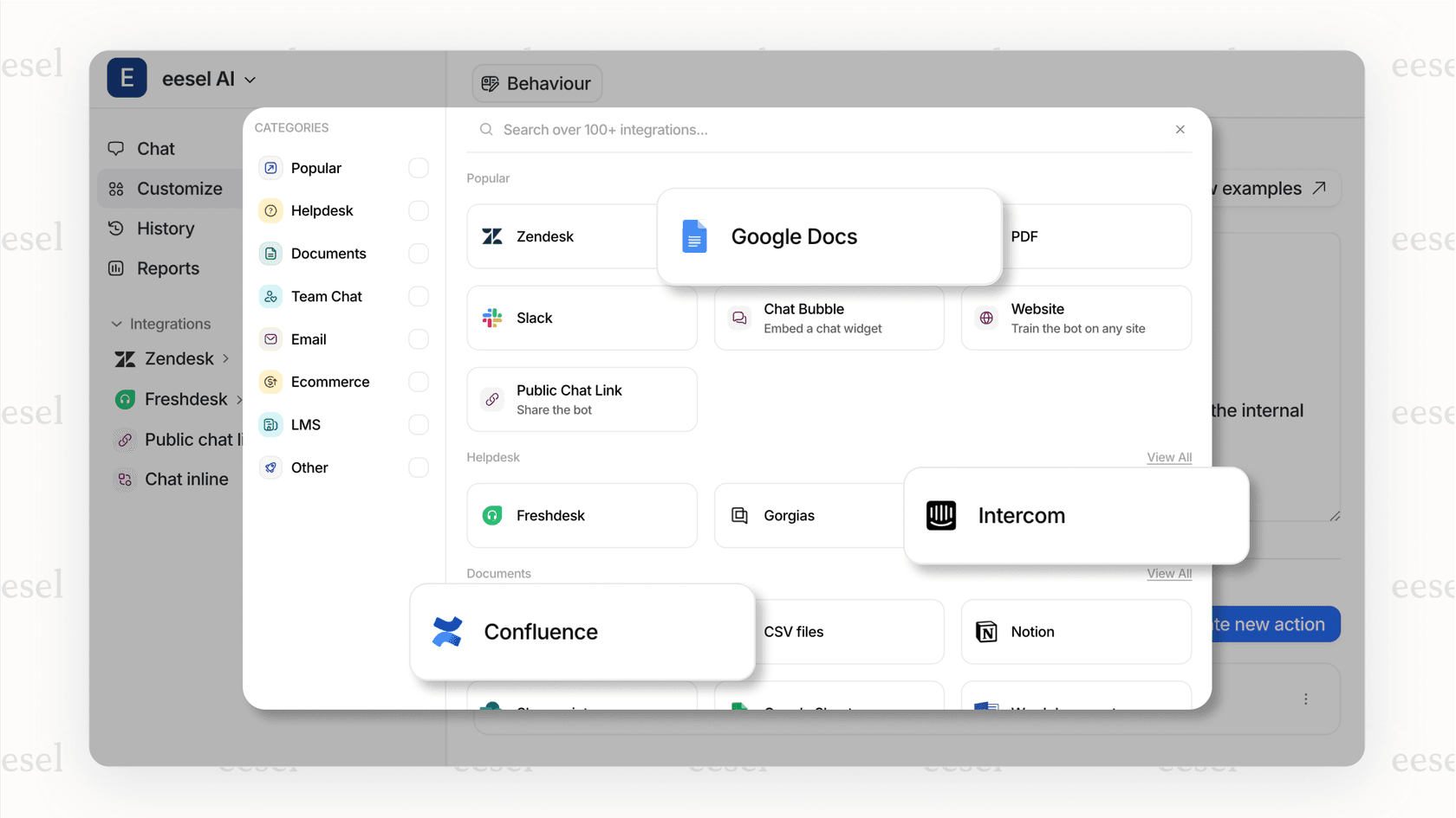 eesel AI's integration gallery shows there is an AI for that which connects to your tools.