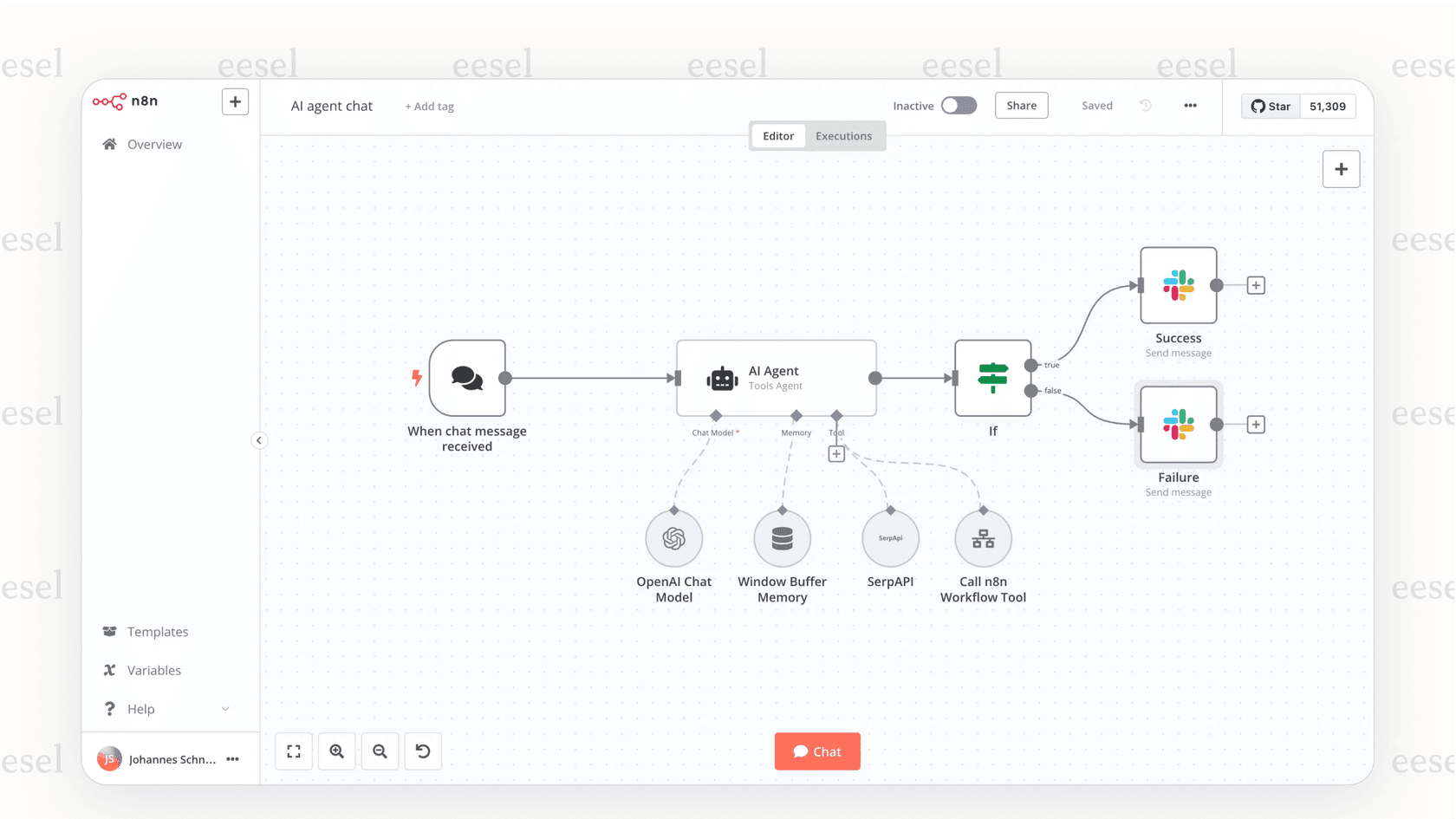 A look at the n8n interface, showcasing its node-based editor for creating complex automations.