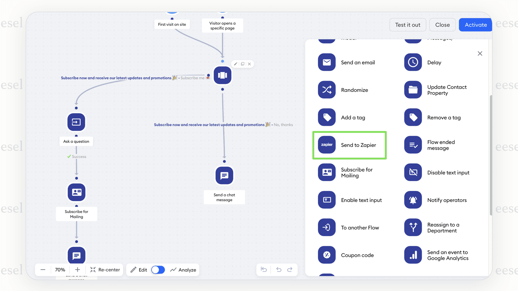 A screenshot of the Tidio chatbot builder, demonstrating why it