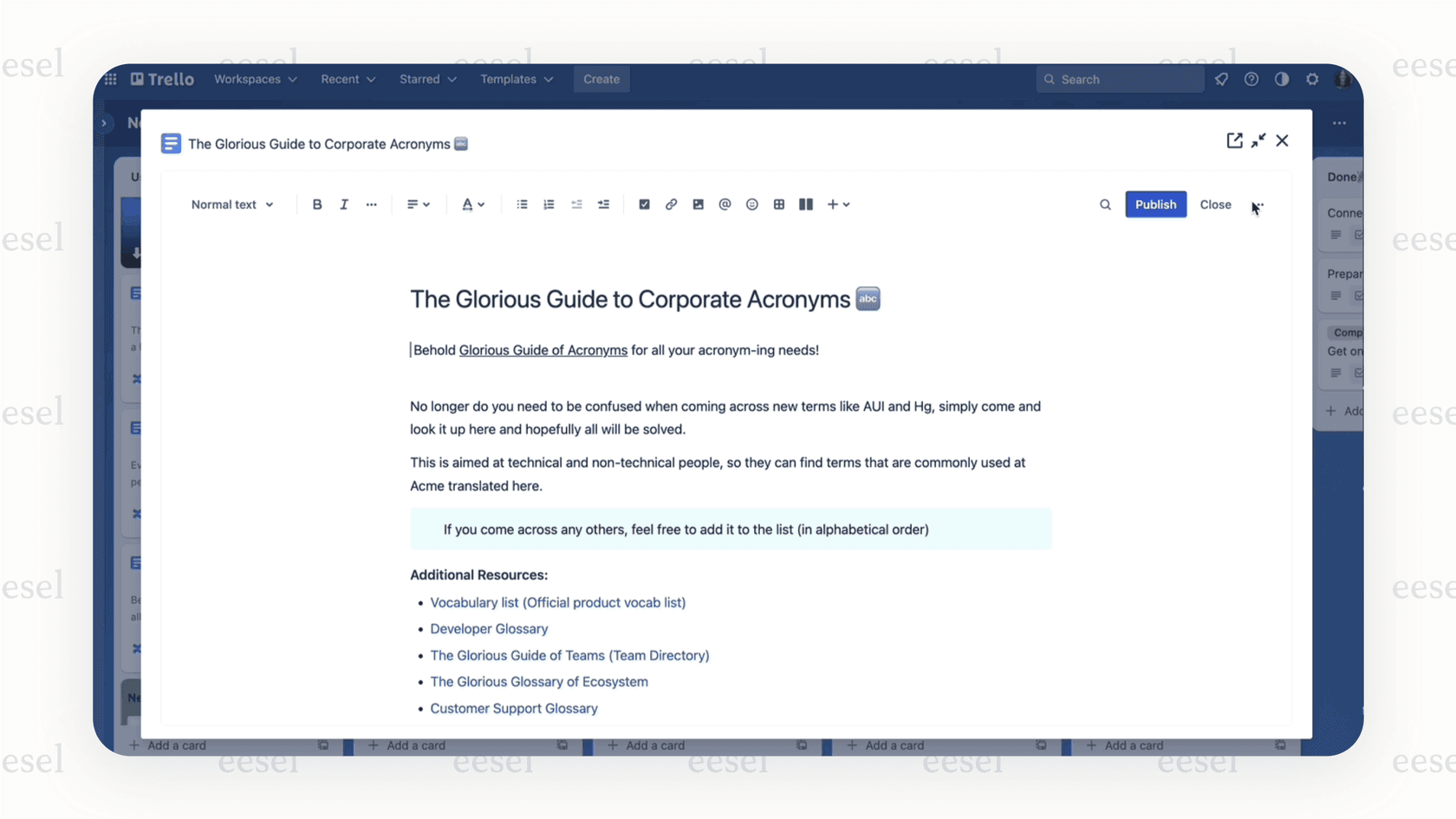 Trello's AI brainstorming feature using Atlassian Intelligence.
