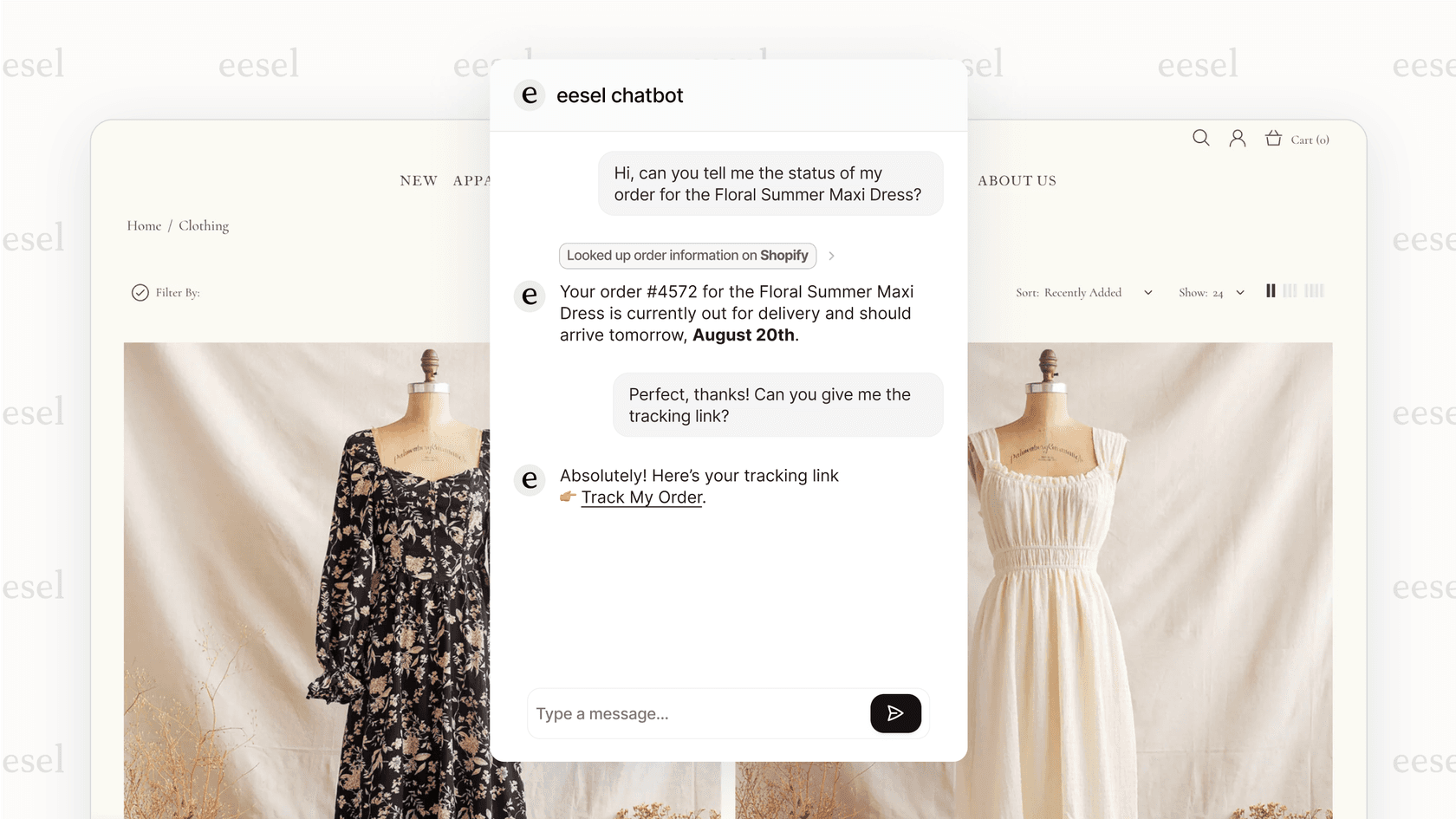 The eesel AI chatbot for e-commerce can integrate with platforms like Shopify to handle orders, returns, and sales.