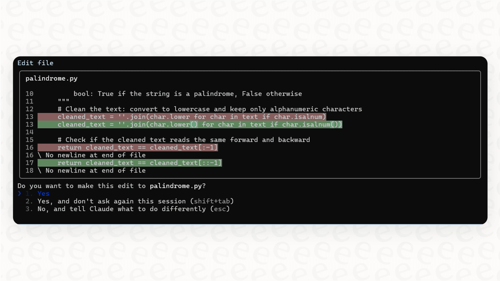 Screenshot of the Claude Code interface within a command-line terminal, demonstrating its use as an AI pair programmer.