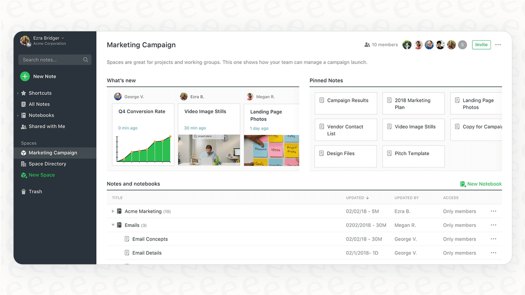 A screenshot of the Evernote application displaying various note formats, as shown on Evernote's site.