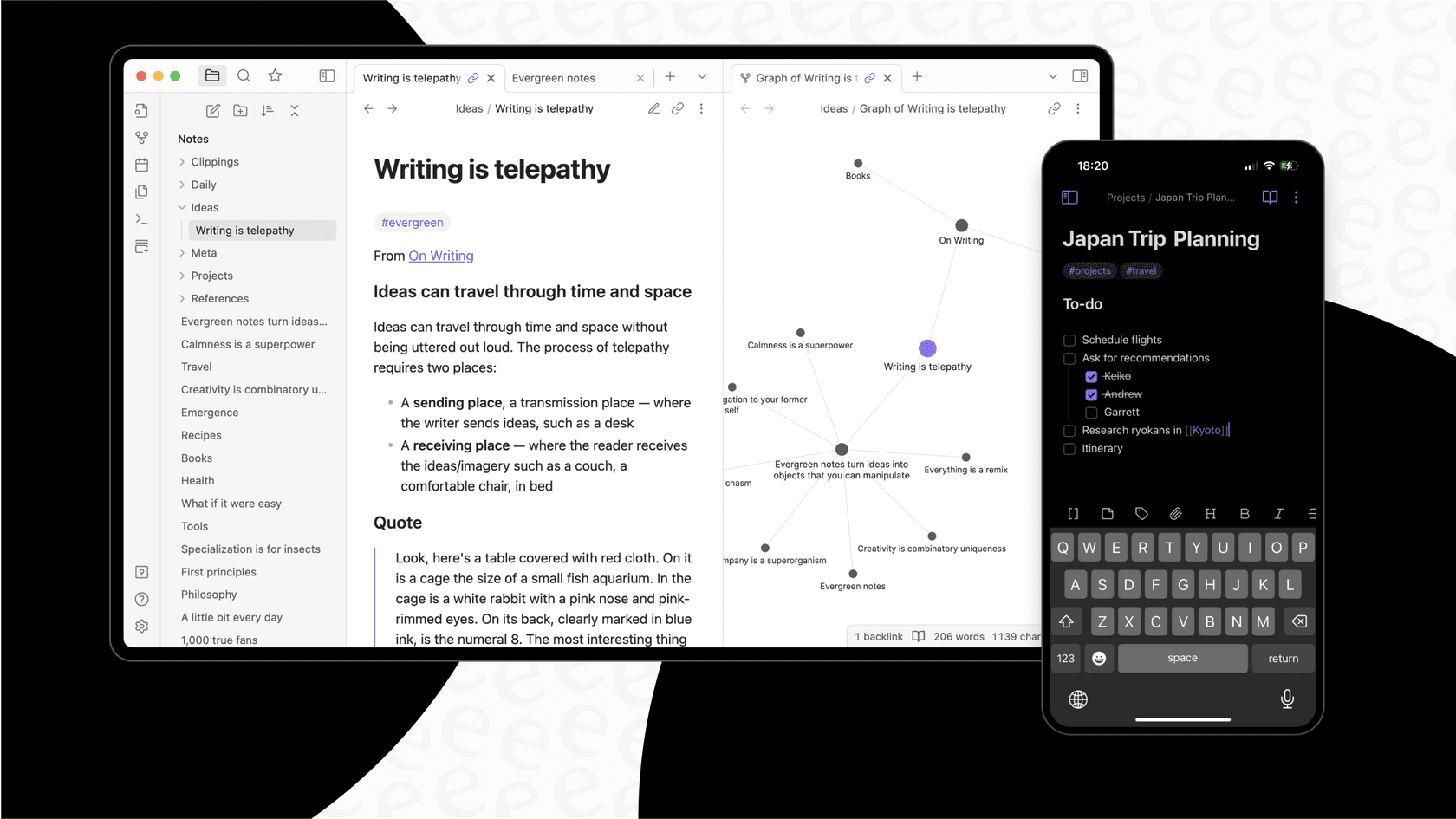 Screenshot providing an Obsidian overview of the main workspace with key panels visible.