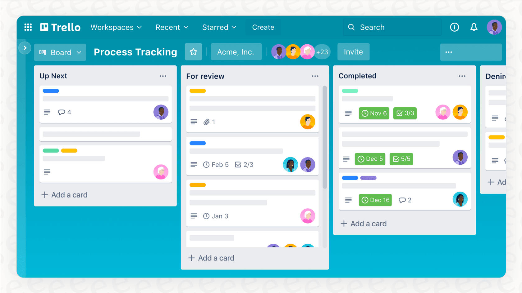 A screenshot of the Trello interface illustrating how boards, lists, and cards are organized, helping to explain the value behind Trello pricing.