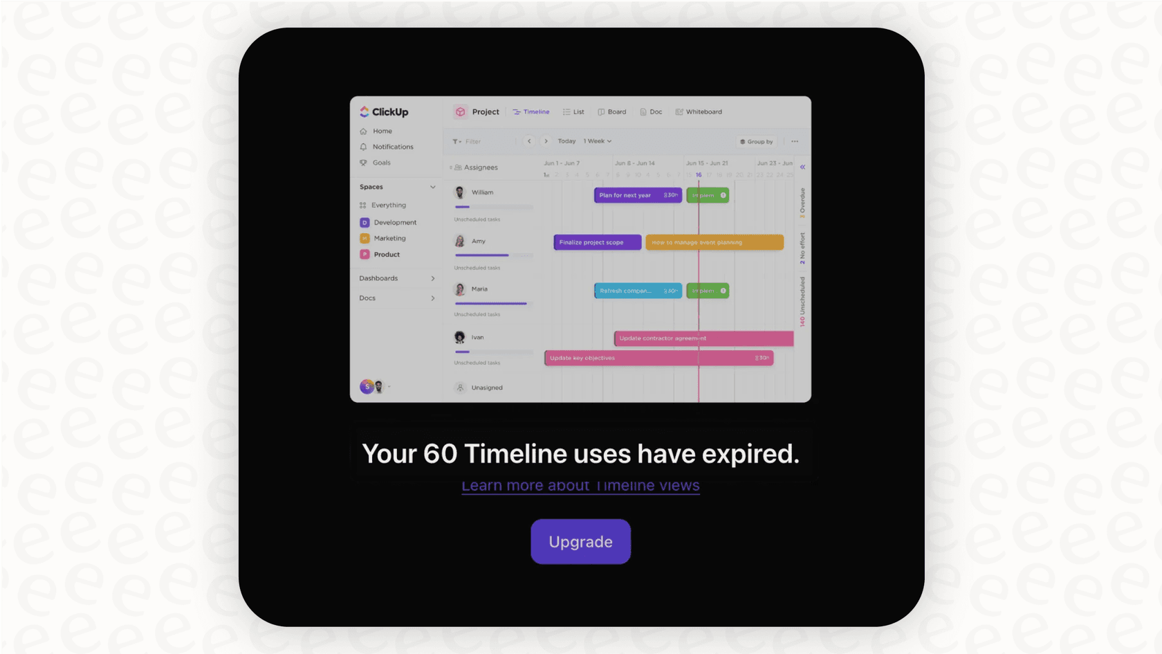 Screenshot highlighting the limitations of the ClickUp Free Forever plan, a crucial aspect of ClickUp pricing for new users.