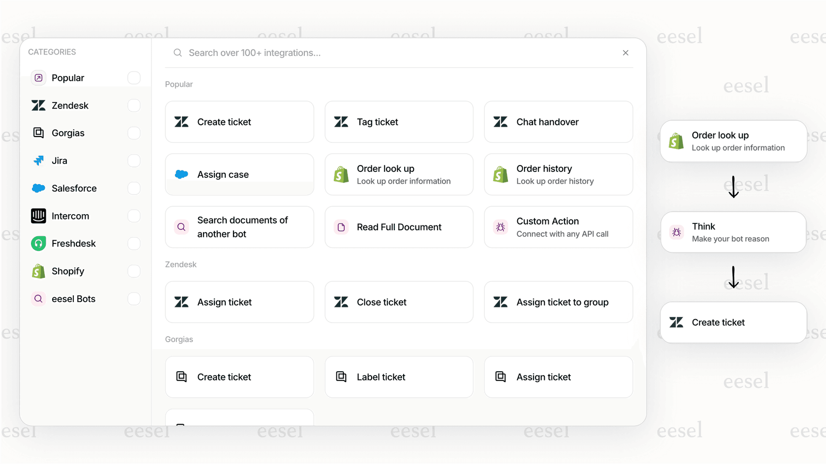 A screenshot of the eesel AI platform