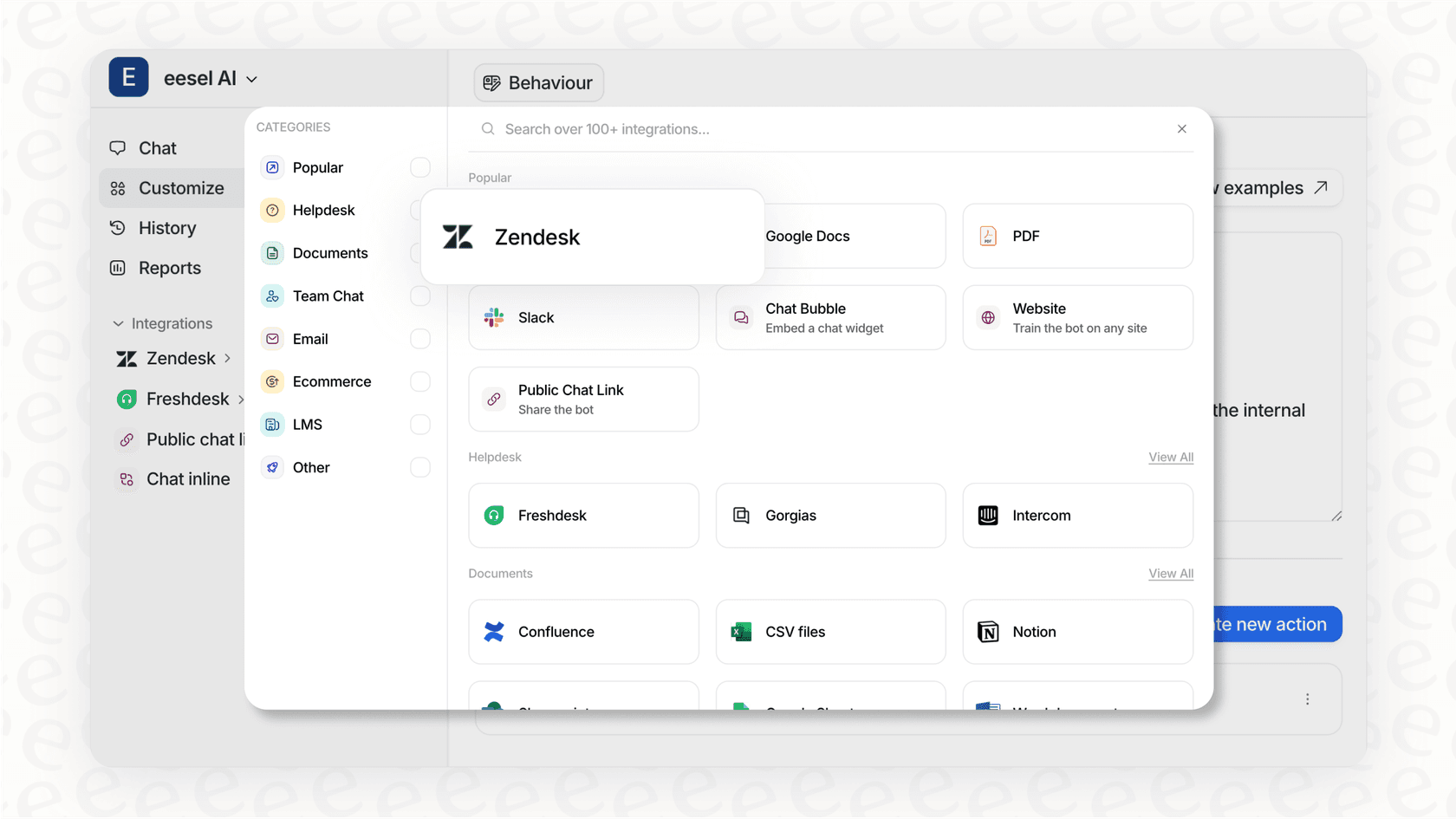 The eesel AI integration dashboard offers a simpler alternative to complex Zendesk Suite pricing models