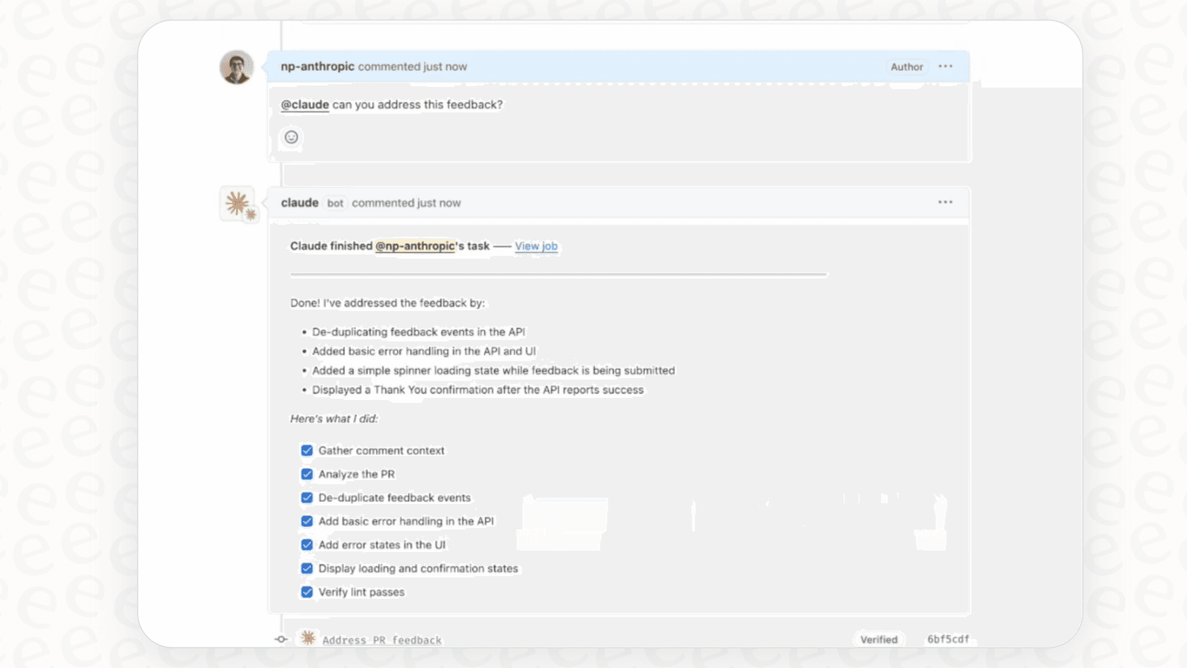 A screenshot showing an automated code review, a primary use case for the Claude Code sub-agent.