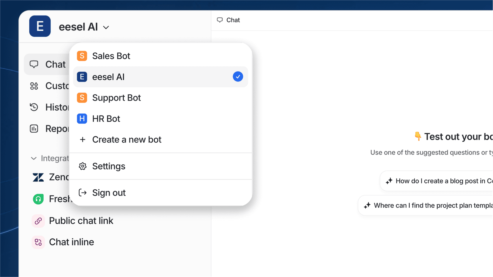 Screenshot of eesel AI