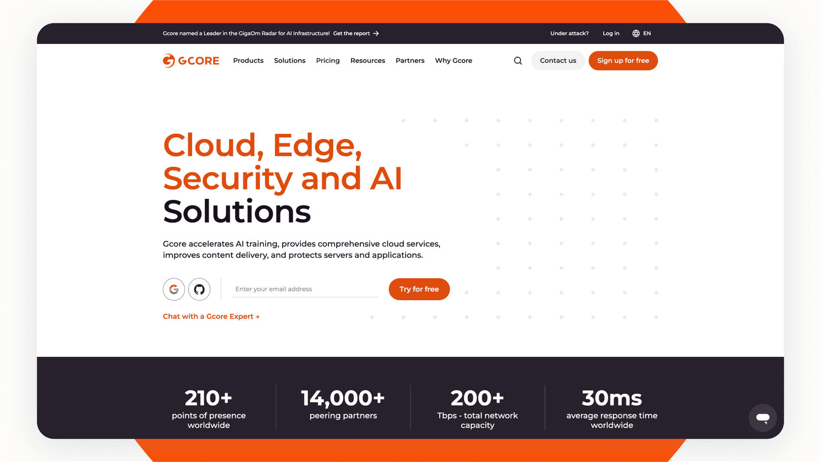 Screenshot of Gcore