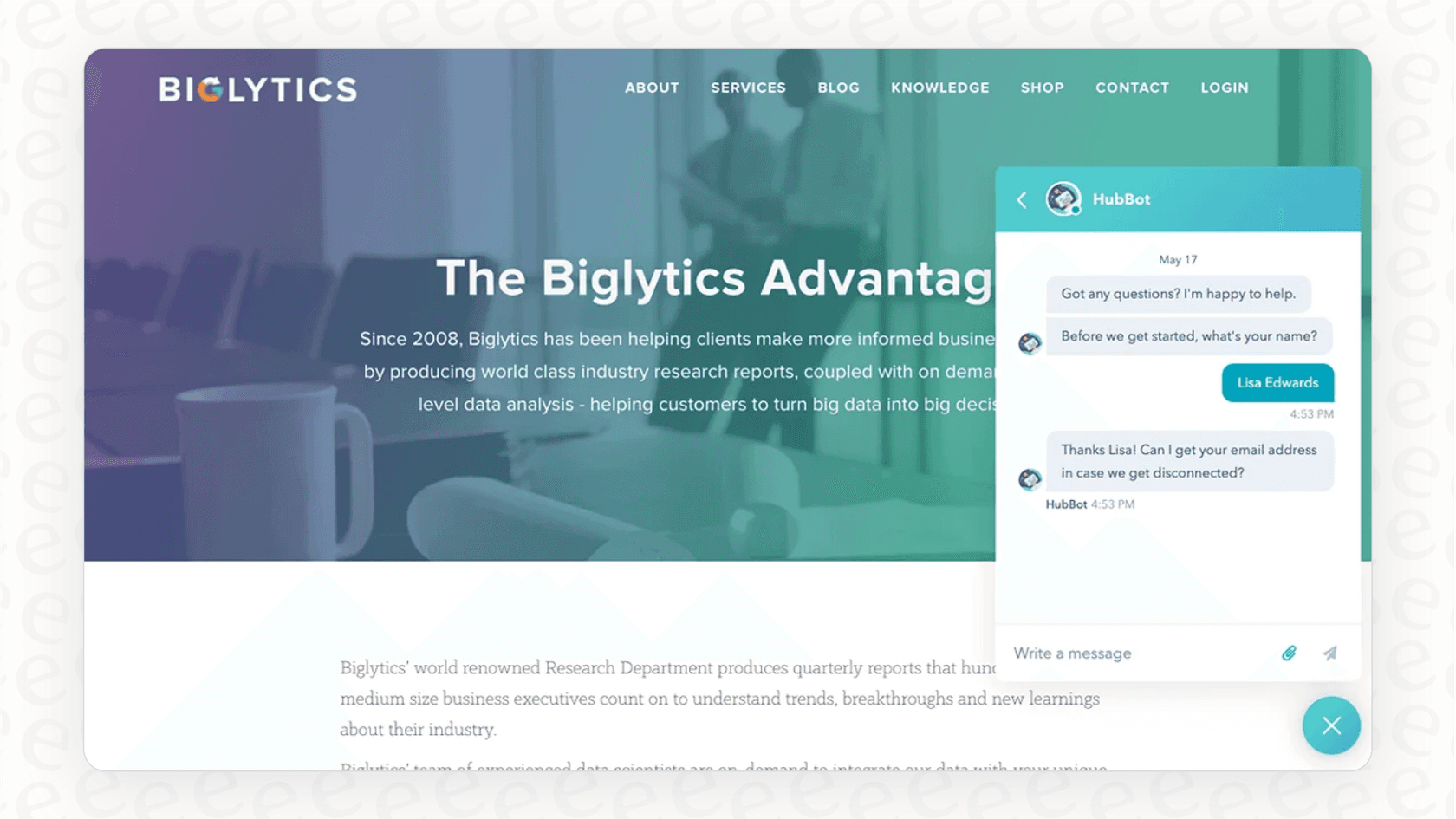An example of the lead qualification bot template in HubSpot.