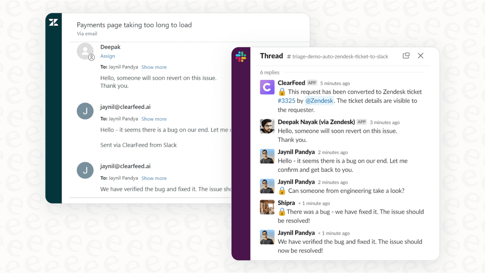 A Zendesk trigger can be configured to send an automatic notification to a Slack channel for urgent issues, like those from a VIP client.