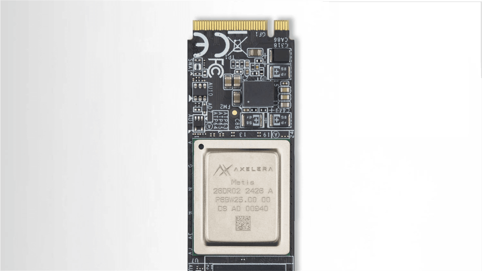 A close-up image of the Axelera AI Metis AIPU, a key component for edge AI acceleration.