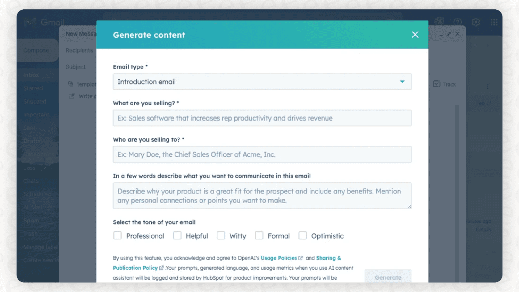 A demonstration of content creation with the HubSpot AI in content editors, showing the Content Assistant feature.