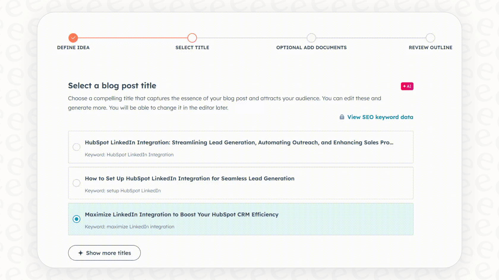 A screenshot of the HubSpot AI blog writer