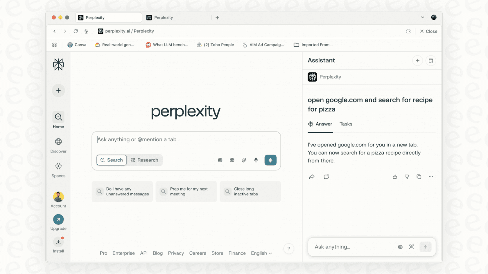 A look at the Perplexity Comet interface from Perplexity Comet reviews, showing its clean design and AI integration.