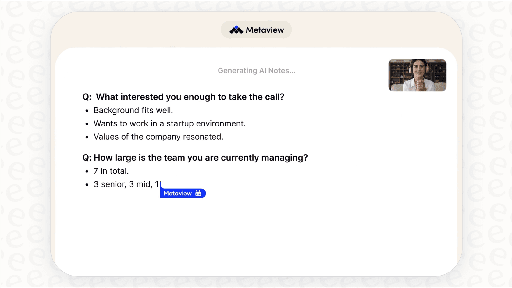 A screenshot of Metaview