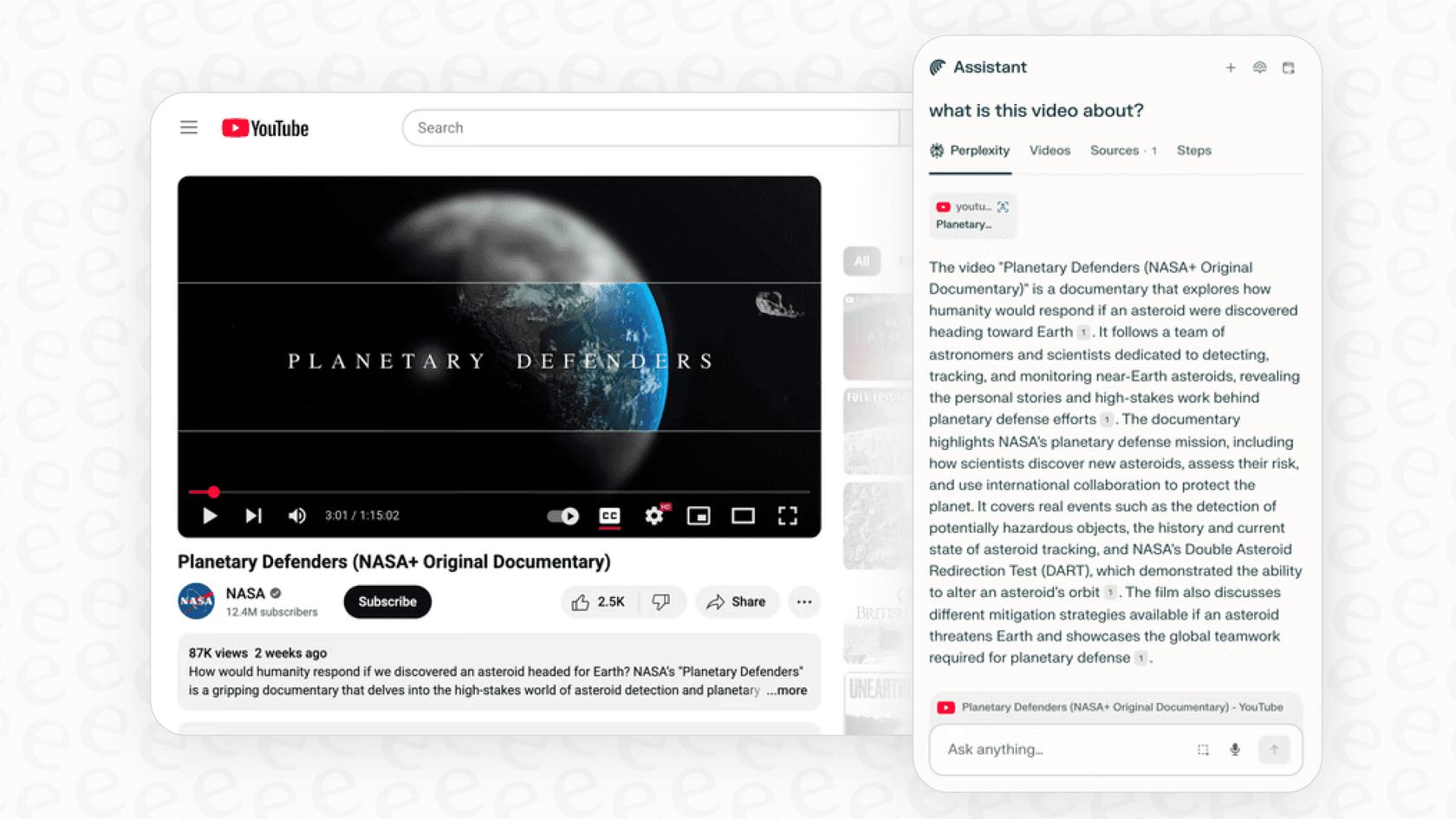 The Perplexity Assistant feature highlighted in Perplexity Comet reviews, demonstrating its ability to create a comparison table from open tabs.